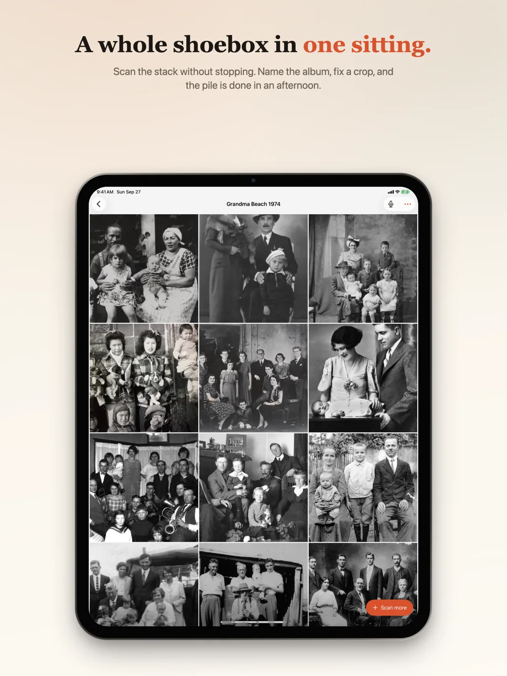 A grid of scanned prints from one sitting, in a named album