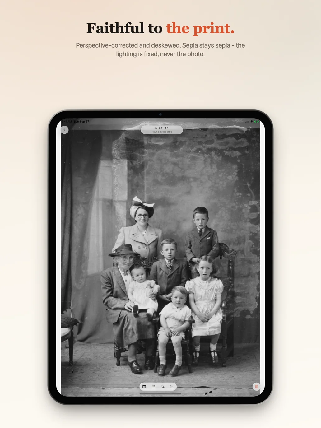 A scan opened full screen, deskewed and faithful to the print