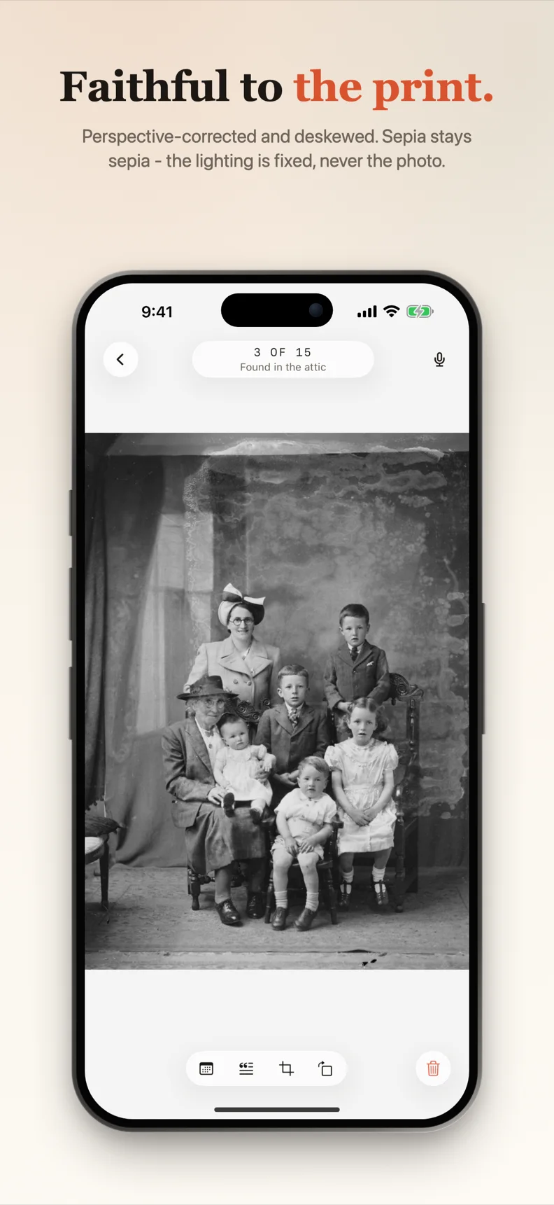 A scan opened full screen, deskewed and faithful to the print